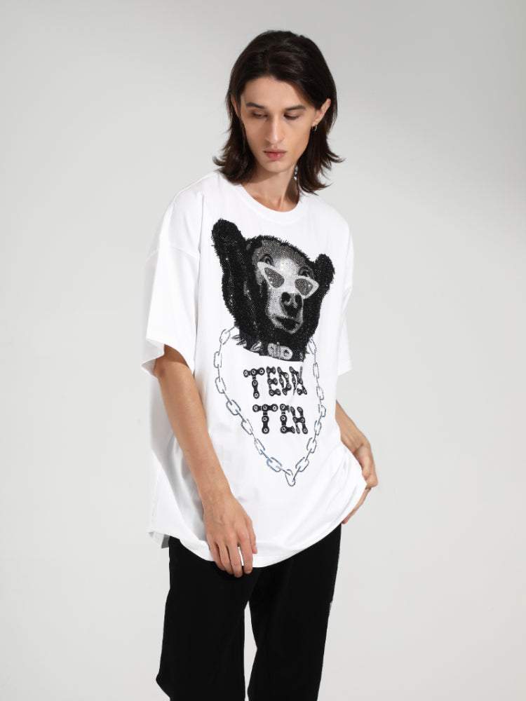 TCH Diamond Printed CrewNeck T-Shirt white HighEnd Luxury Streetwear Brand Official Showcase