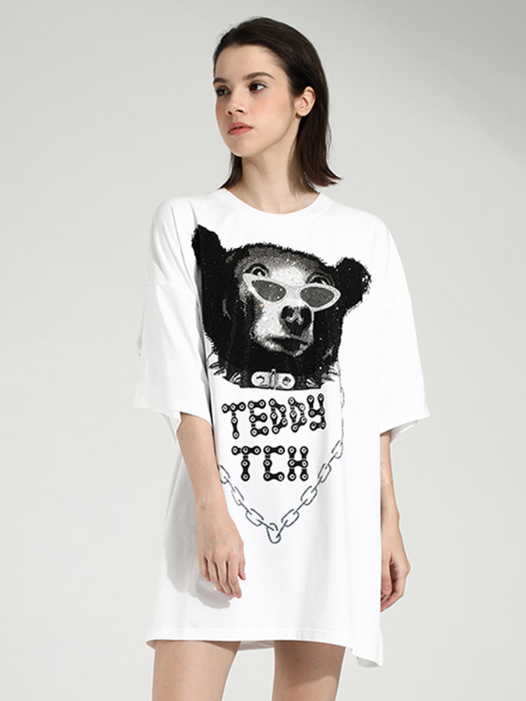 TCH Diamond Printed CrewNeck T-Shirt white HighEnd Luxury Streetwear Brand Official Showcase