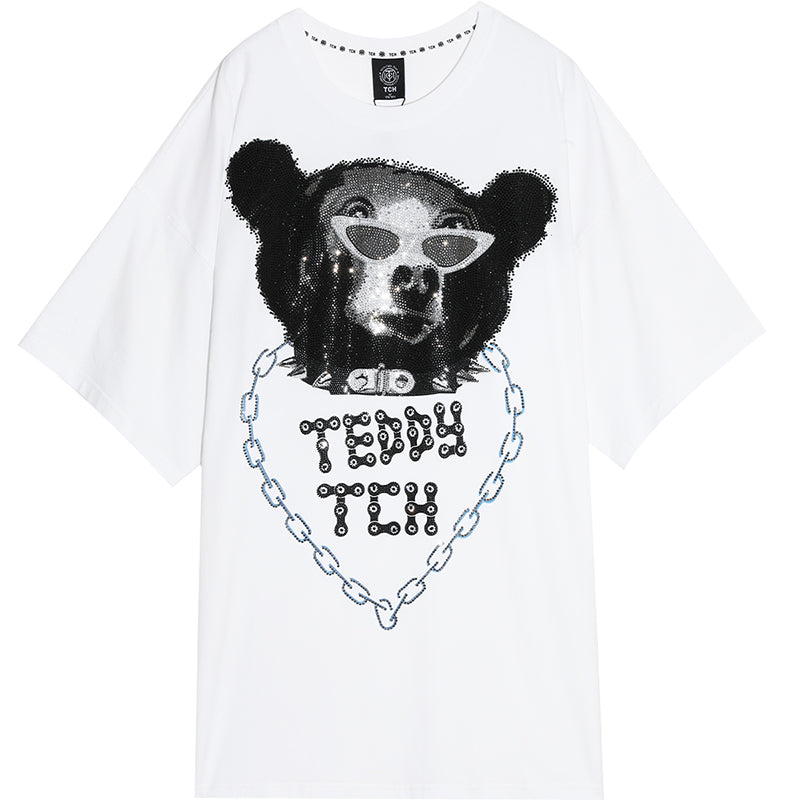 TCH Diamond Printed CrewNeck T-Shirt white HighEnd Luxury Streetwear Brand Official Showcase