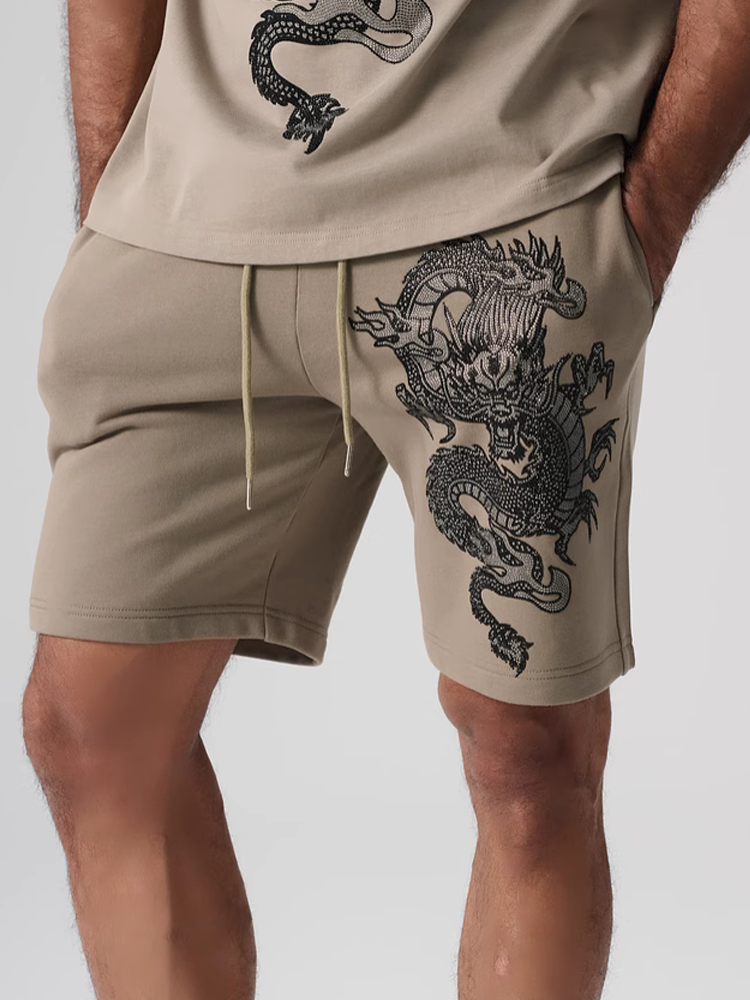 tch dragon rhinestone cotton hiking shorts coffee HighEnd Luxury Streetwear Brand Official Showcase