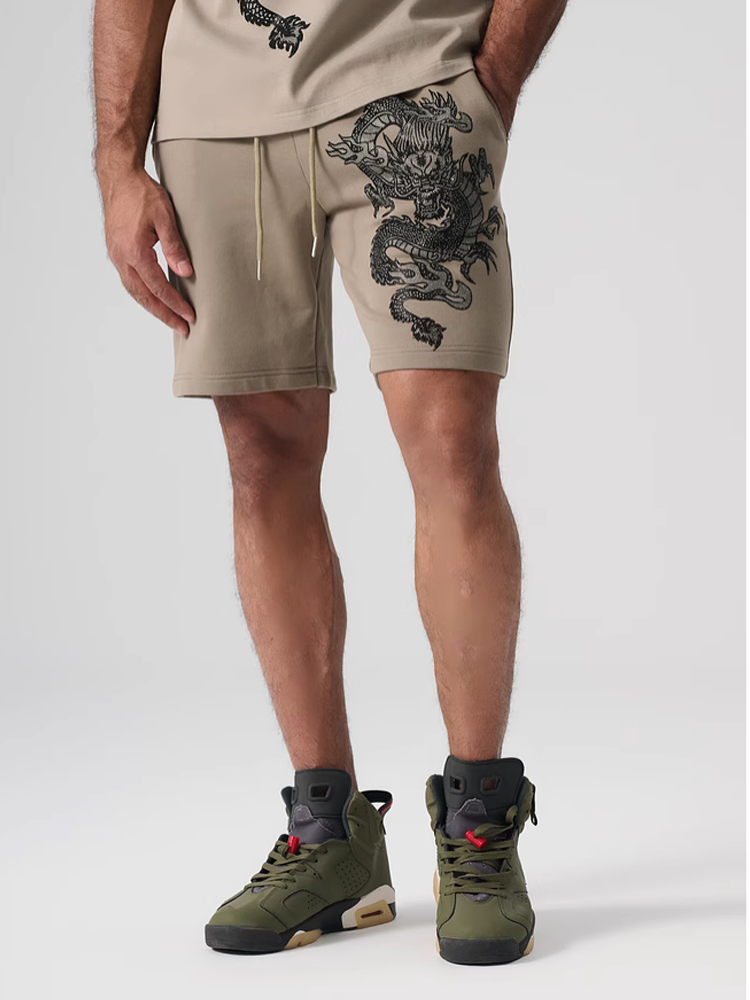 tch dragon rhinestone cotton hiking shorts coffee HighEnd Luxury Streetwear Brand Official Showcase