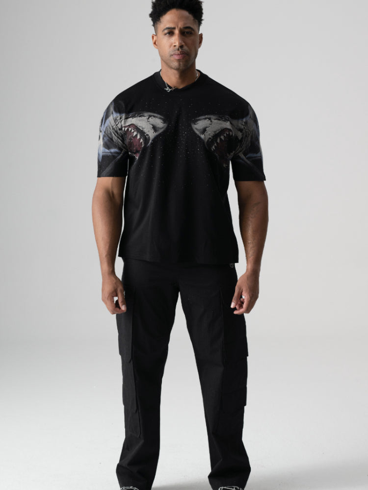 tch fashionable diamond-embedded short-sleeved t-shirt black HighEnd Luxury Streetwear Brand Official Showcase