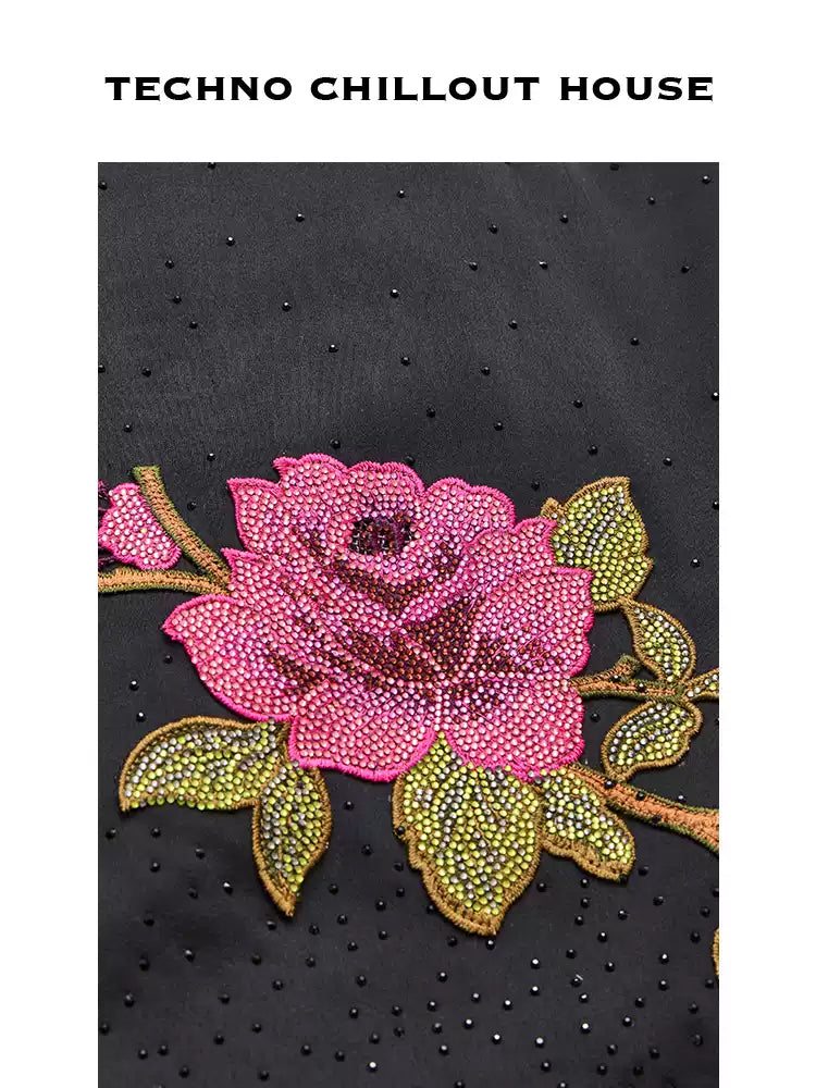 tch floral embroidered rhinestone crop top black HighEnd Luxury Streetwear Brand Official Showcase