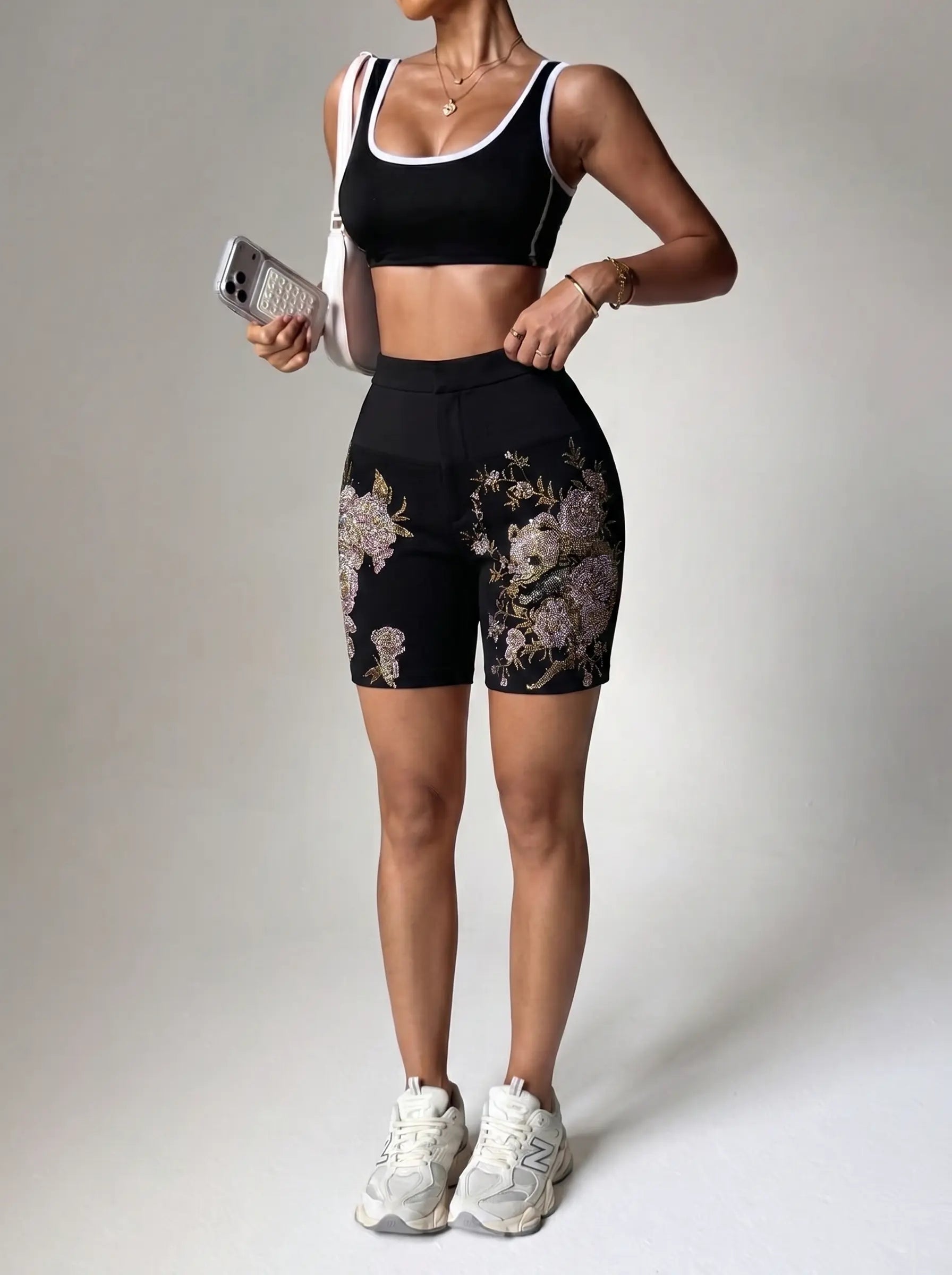 TCH Floral Rhinestone Garden Shorts Luxury Streetwear Brand Official Showcase