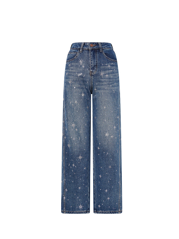 tch galaxy rhinestone sparkle straight jeans blue HighEnd Luxury Streetwear Brand Official Showcase