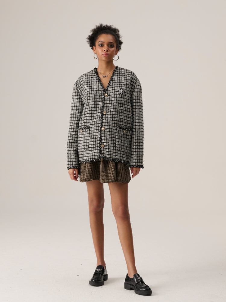 tch gold button tweed cardigan black HighEnd Luxury Streetwear Brand Official Showcase