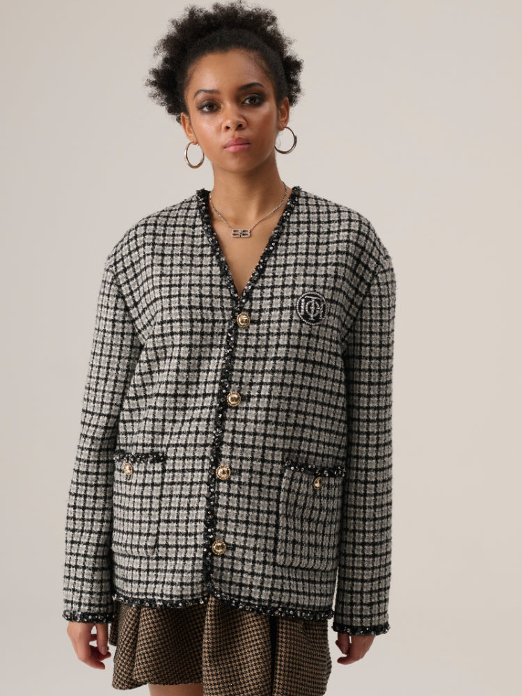 tch gold button tweed cardigan black HighEnd Luxury Streetwear Brand Official Showcase