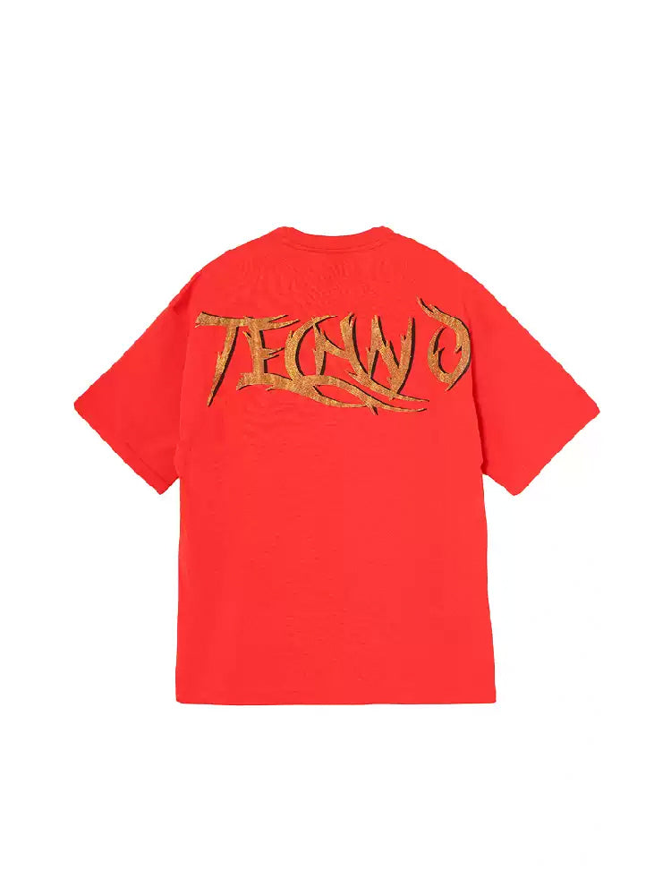 tch gold dragon rhinestone cotton t-shirt red HighEnd Luxury Streetwear Brand Official Showcase