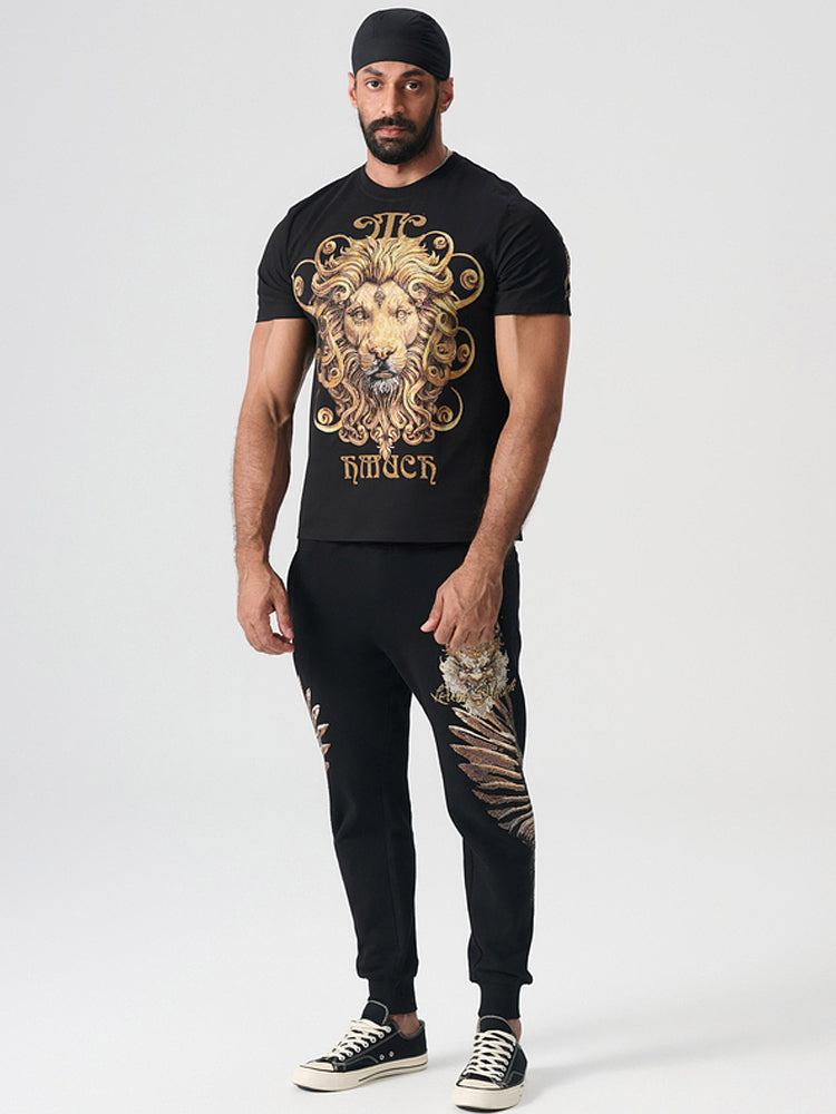 tch gold rhinestone lion tee with wings black HighEnd Luxury Streetwear Brand Official Showcase