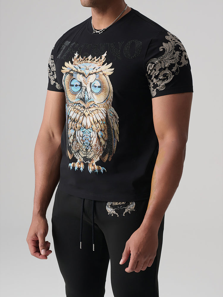 tch graphic owl rhinestone black t-shirt black HighEnd Luxury Streetwear Brand Official Showcase