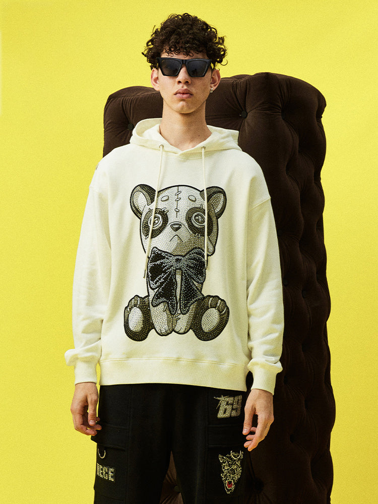 tch graphic rhinestone cotton hoodie white HighEnd Luxury Streetwear Brand Official Showcase