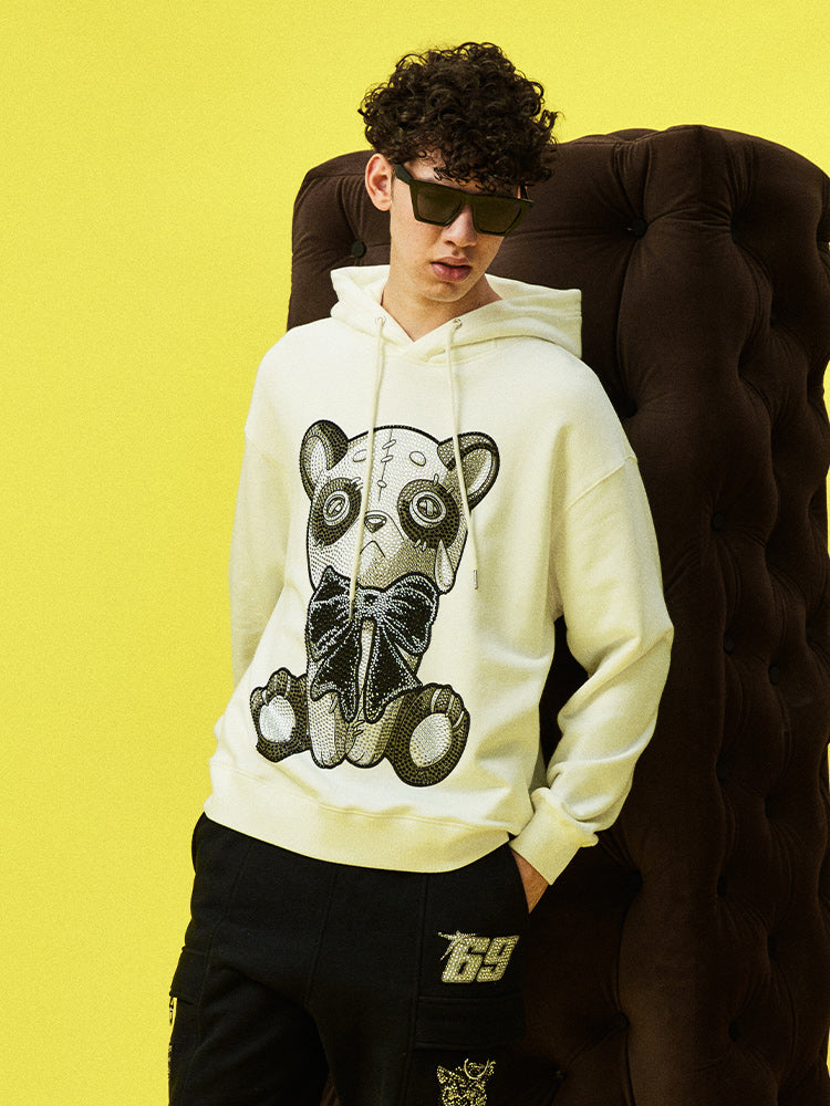 tch graphic rhinestone cotton hoodie white HighEnd Luxury Streetwear Brand Official Showcase