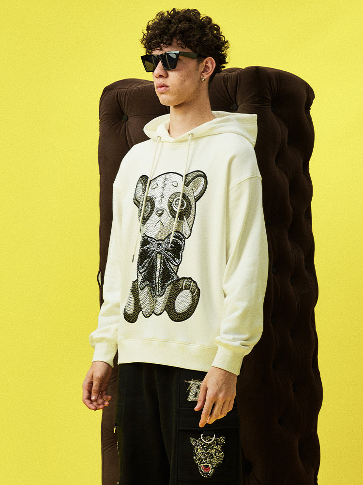 tch graphic rhinestone cotton hoodie white HighEnd Luxury Streetwear Brand Official Showcase