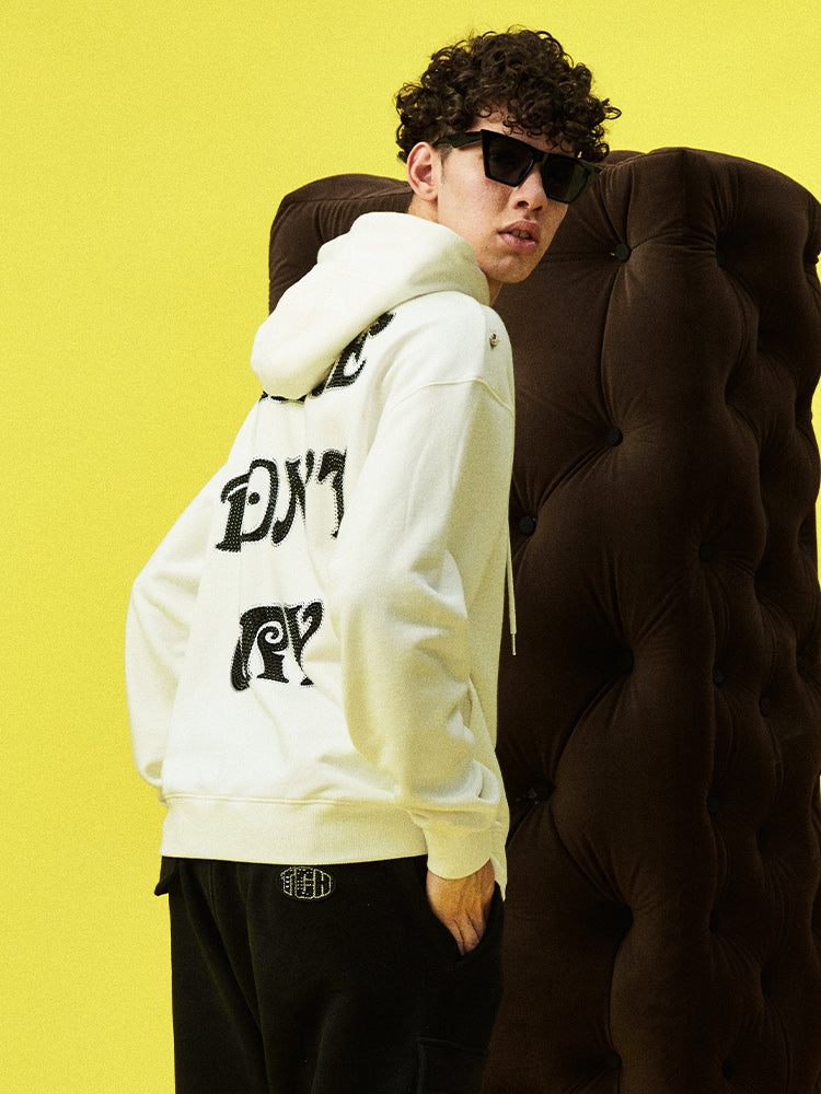 tch graphic rhinestone cotton hoodie white HighEnd Luxury Streetwear Brand Official Showcase