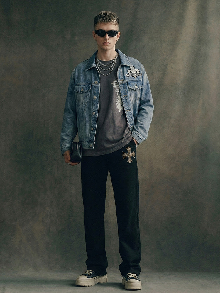 TCH Graphic Rhinestone Denim Jacket-1