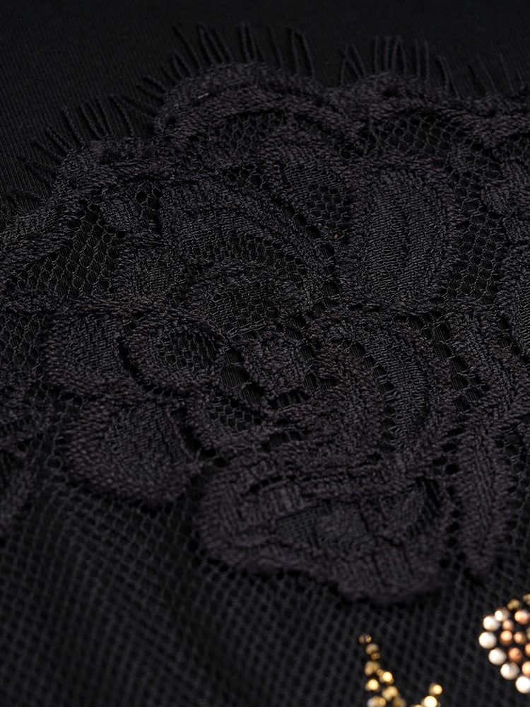 tch graphic rhinestone fahion ribbed tee black HighEnd Luxury Streetwear Brand Official Showcase