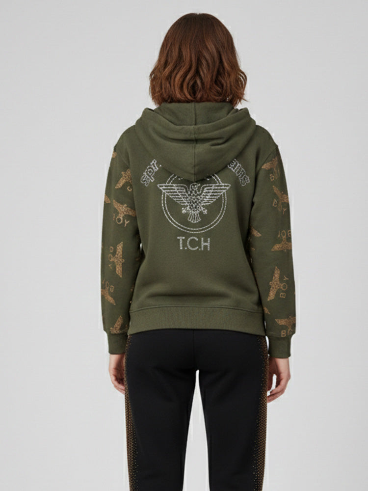 tch graphic rhinestone pullover hoodies armygreen HighEnd Luxury Streetwear Brand Official Showcase
