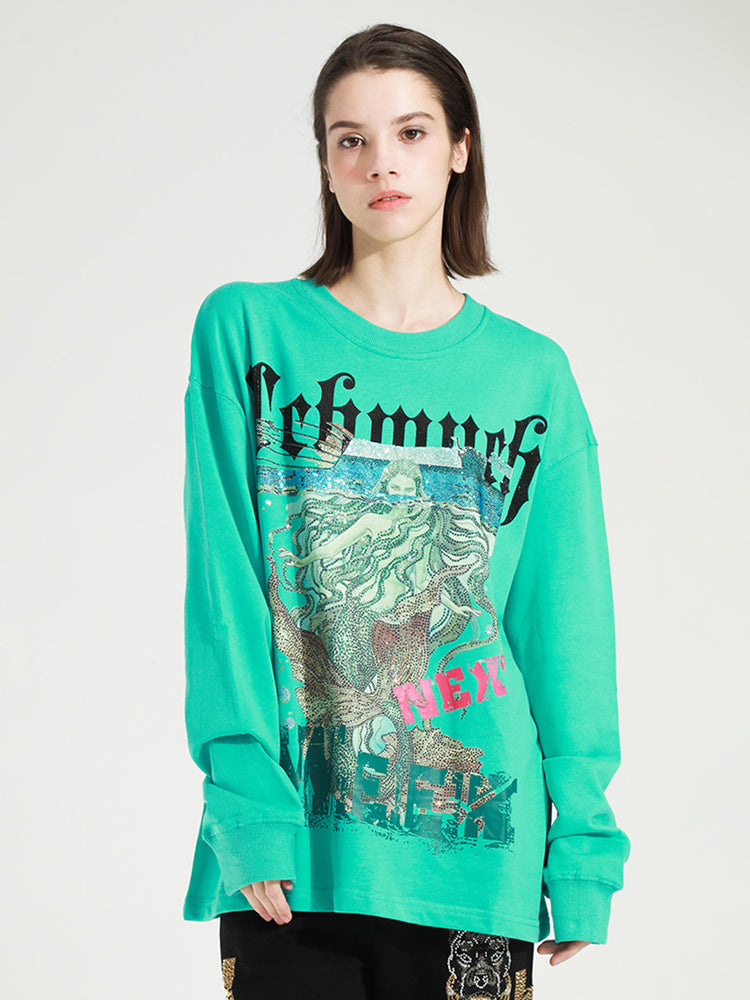 tch graphics hot diamond long sleeve sweatshirt green HighEnd Luxury Streetwear Brand Official Showcase