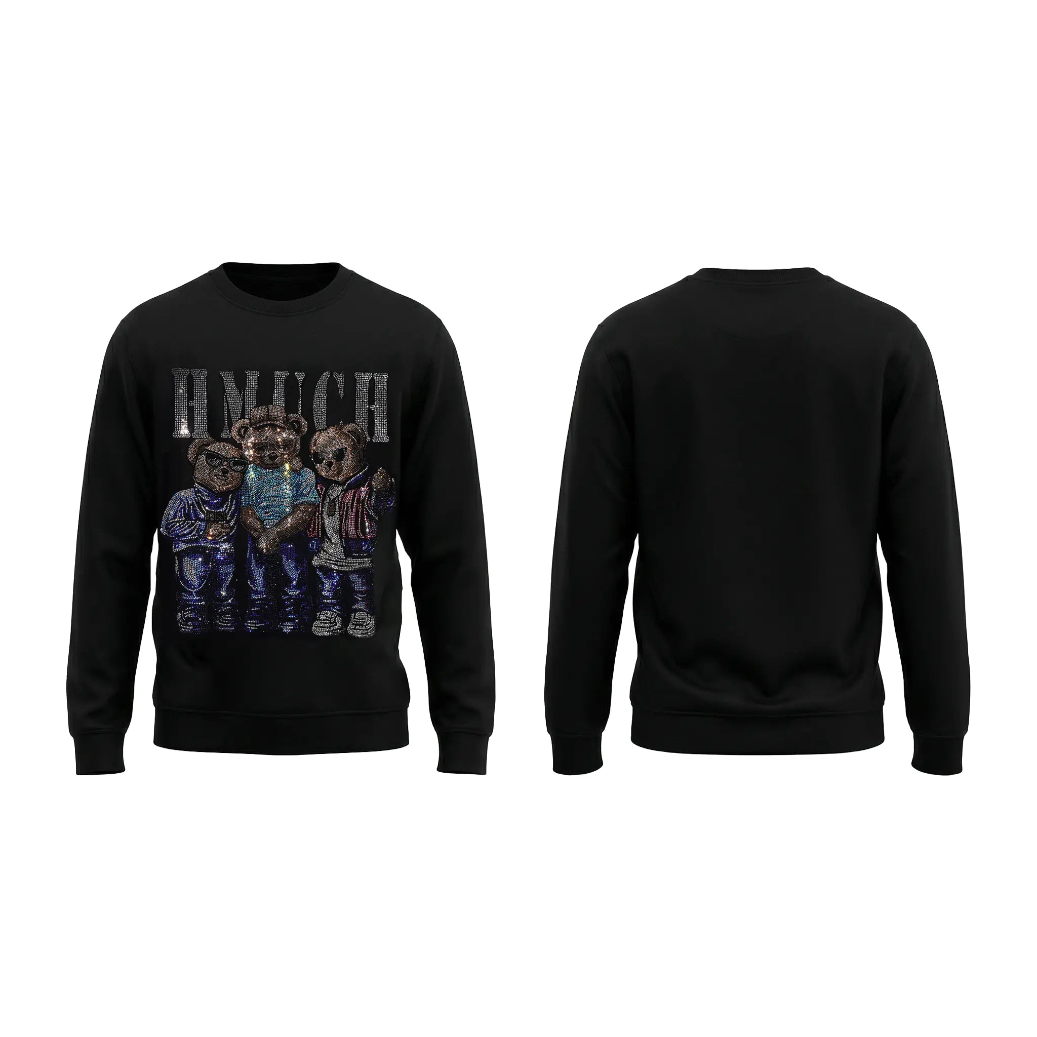 TCH HMUCH Rhinestone Triple Bear Sweatshirt Luxury Streetwear Brand Official Showcase