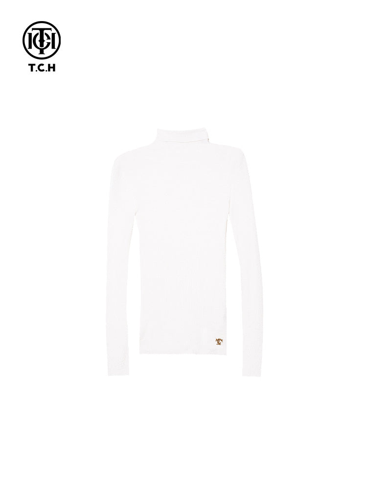 tch high neck slim fit solid knit top white HighEnd Luxury Streetwear Brand Official Showcase