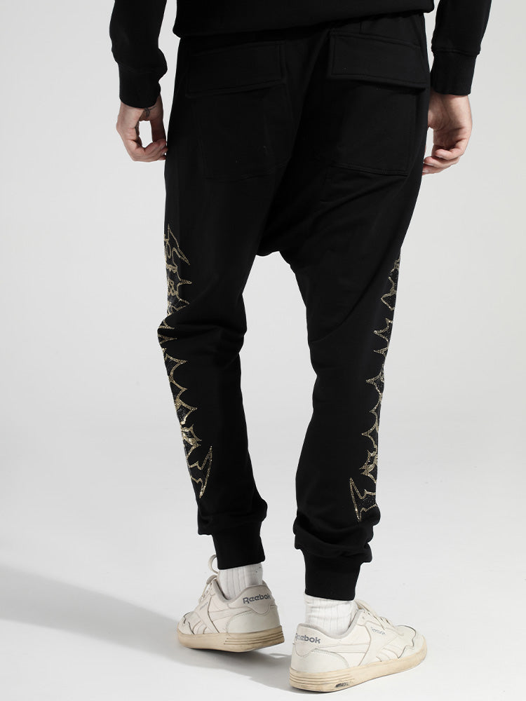tch hot diamond drawstring printed jogger pants black HighEnd Luxury Streetwear Brand Official Showcase