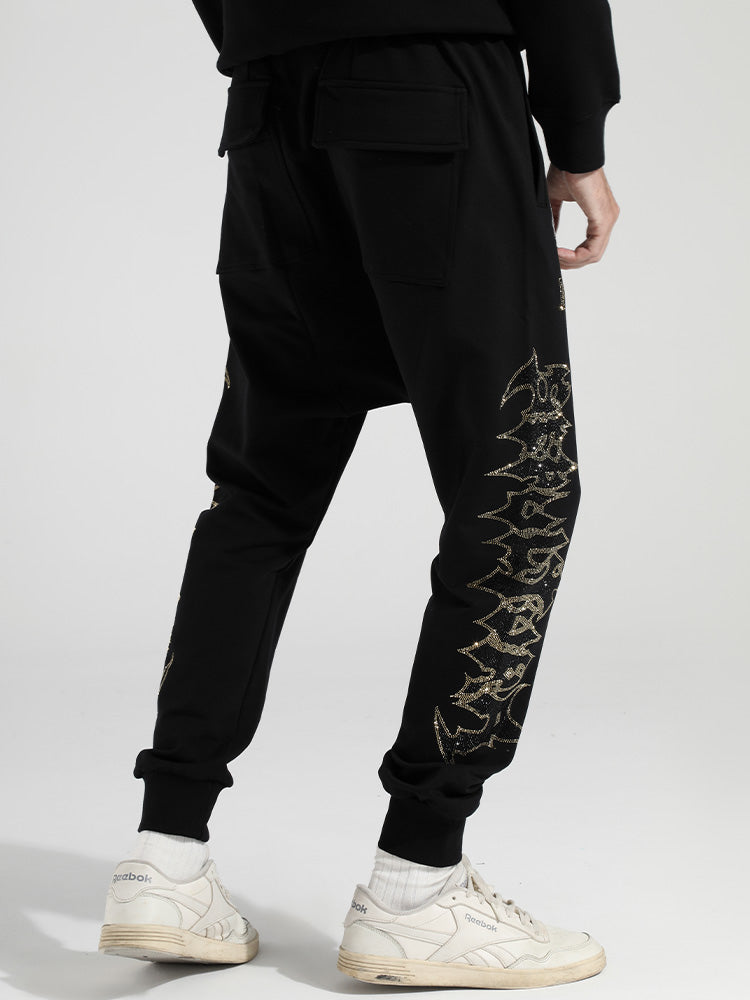 tch hot diamond drawstring printed jogger pants black HighEnd Luxury Streetwear Brand Official Showcase