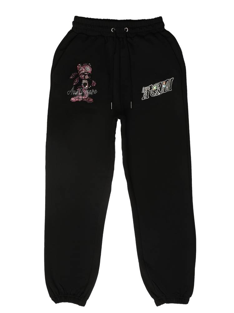 tch letter rhinestone straight leg pants Black HighEnd Luxury Streetwear Brand Official Showcase