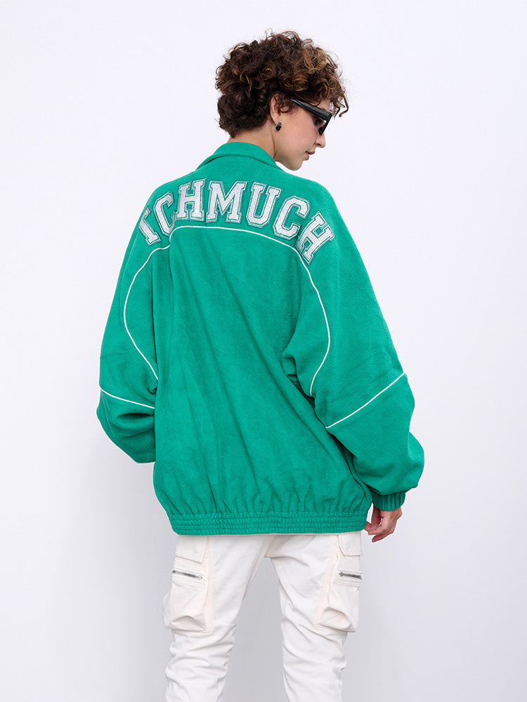 tch letter sherpa fleece baseball bomber jacket darkgreen HighEnd Luxury Streetwear Brand Official Showcase