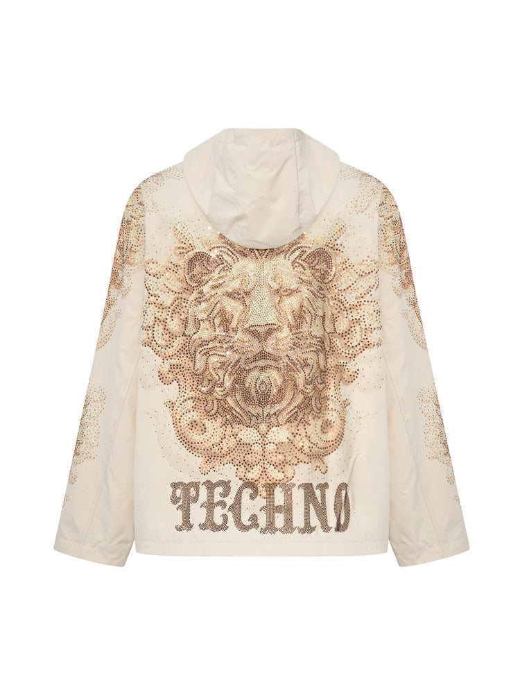 tch lion rhinestone windbreaker jacket khaki1 HighEnd Luxury Streetwear Brand Official Showcase