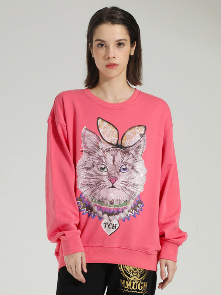 TCH Little Cat Printed Long Sleeve Sweatshirt