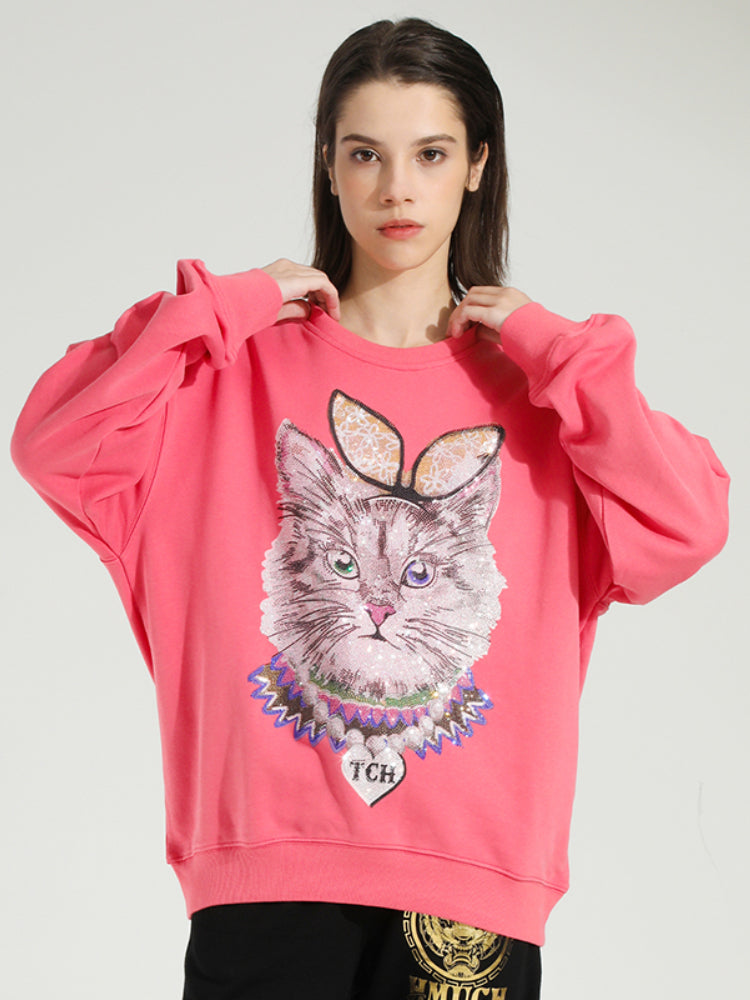 TCH Little Cat Printed Long Sleeve Sweatshirt