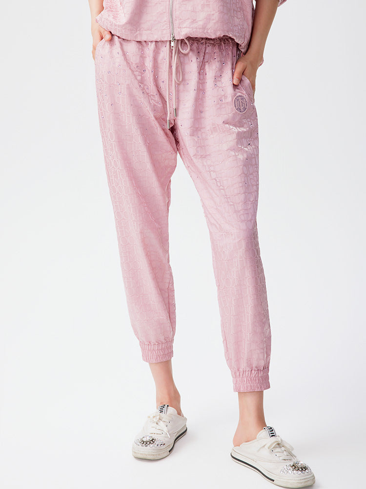tch logo print crystal embellished nylon jogger pink HighEnd Luxury Streetwear Brand Official Showcase