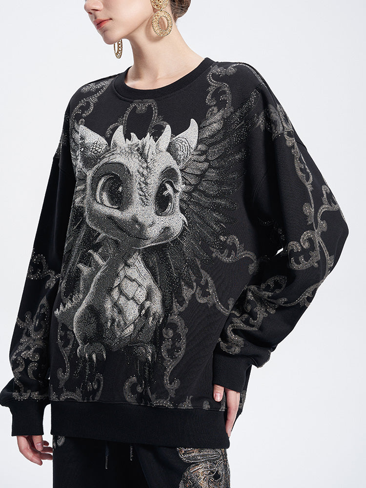 tch luxury baroque rhinestone baby dragon sweatshirt black HighEnd Luxury Streetwear Brand Official Showcase