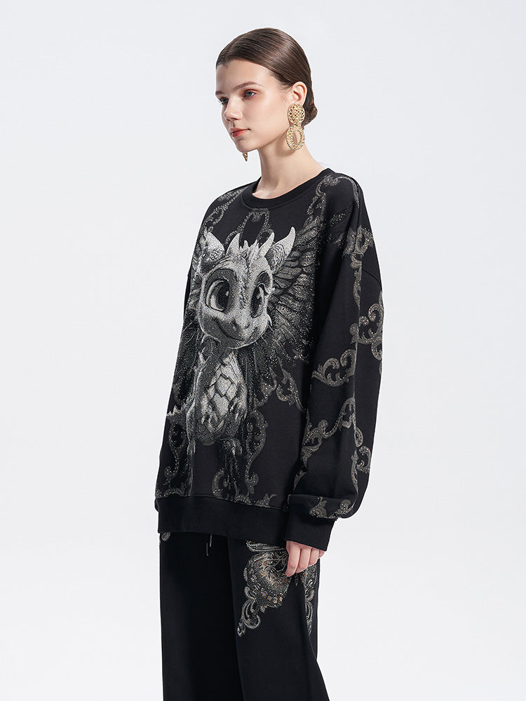tch luxury baroque rhinestone baby dragon sweatshirt black HighEnd Luxury Streetwear Brand Official Showcase