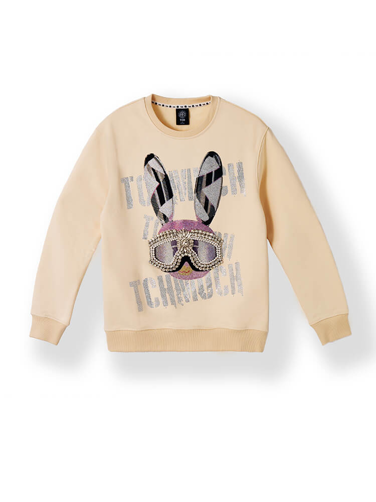 tch luxury rhinestone graphic sweatshirt beige HighEnd Luxury Streetwear Brand Official Showcase