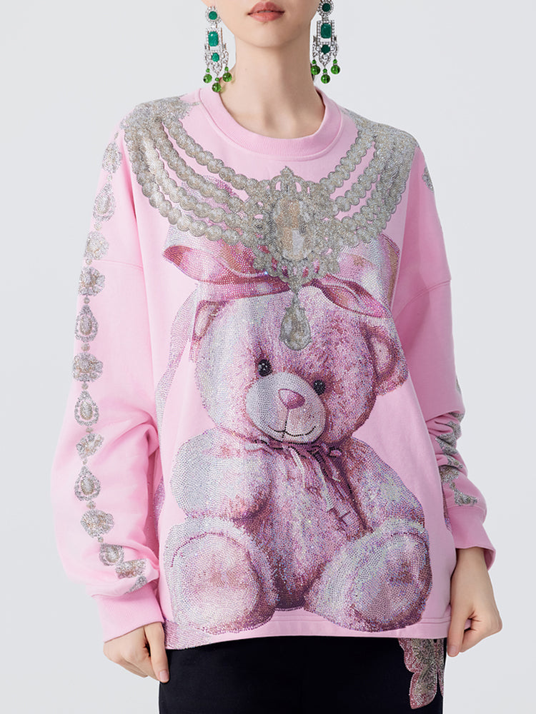 TCH Luxury Teddy Rhinestone Sparkle Sweatshirt pink HighEnd Luxury Streetwear Brand Official Showcase