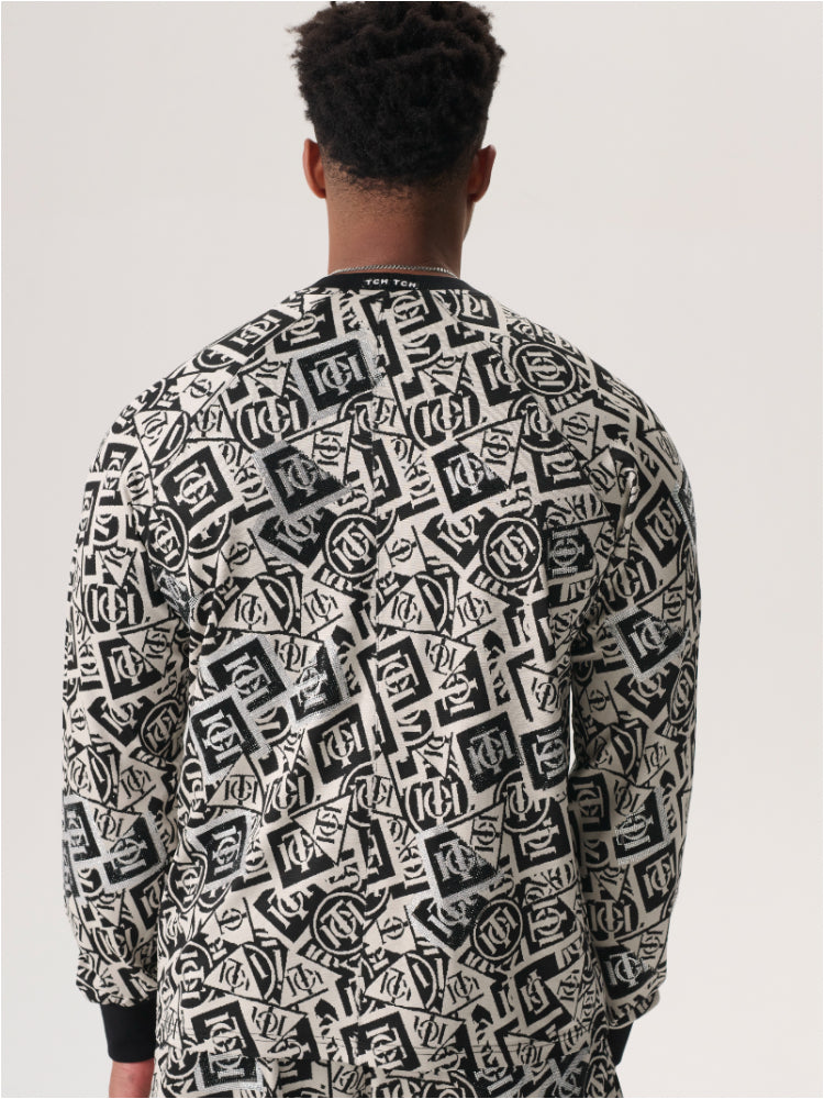 tch men's allover logo print long sleeve top gray HighEnd Luxury Streetwear Brand Official Showcase