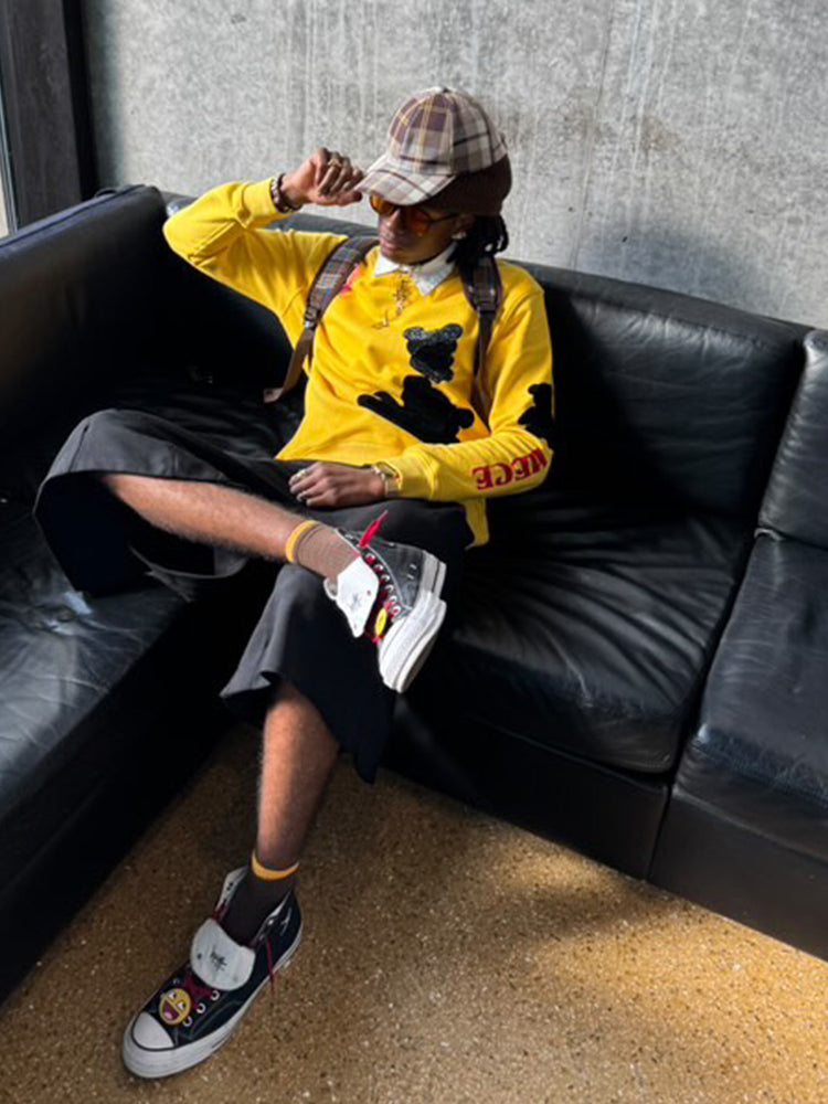 tch men's graphic bear long sleeve sweatshirt yellow HighEnd Luxury Streetwear Brand Official Showcase