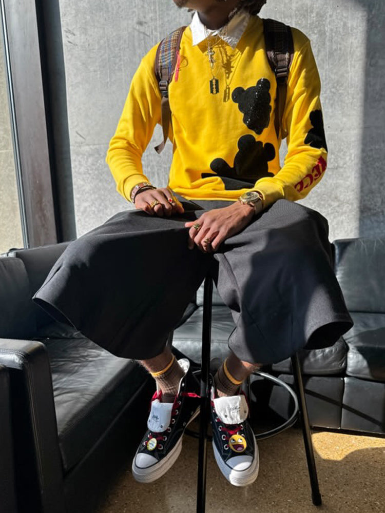 tch men's graphic bear long sleeve sweatshirt yellow HighEnd Luxury Streetwear Brand Official Showcase
