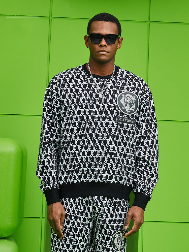 tch men's jacquard cotton sweatshirt black HighEnd Luxury Streetwear Brand Official Showcase