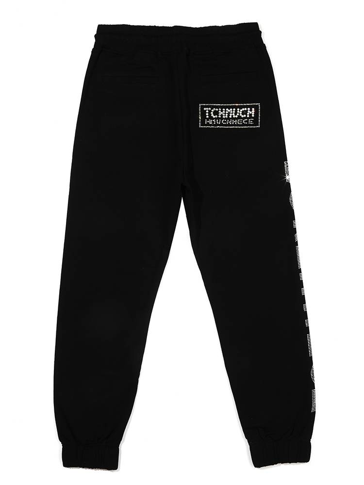 tch men's letter rhinestone elastic waist jogger pants black HighEnd Luxury Streetwear Brand Official Showcase