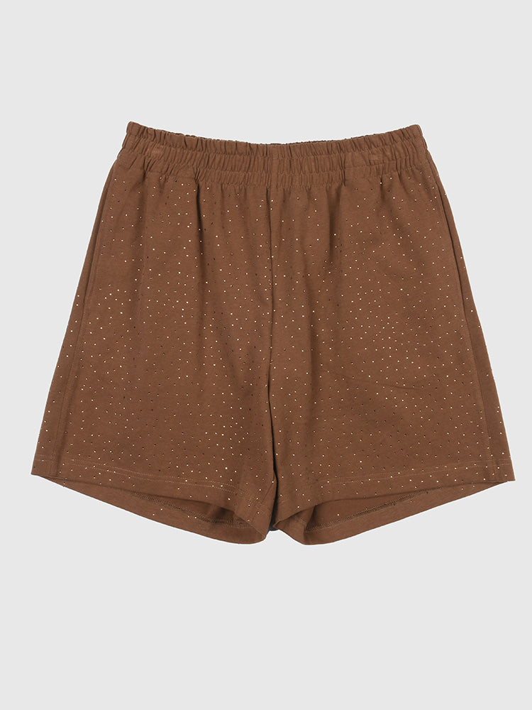 tch mens rhinestone cotton jogging shorts brown HighEnd Luxury Streetwear Brand Official Showcase