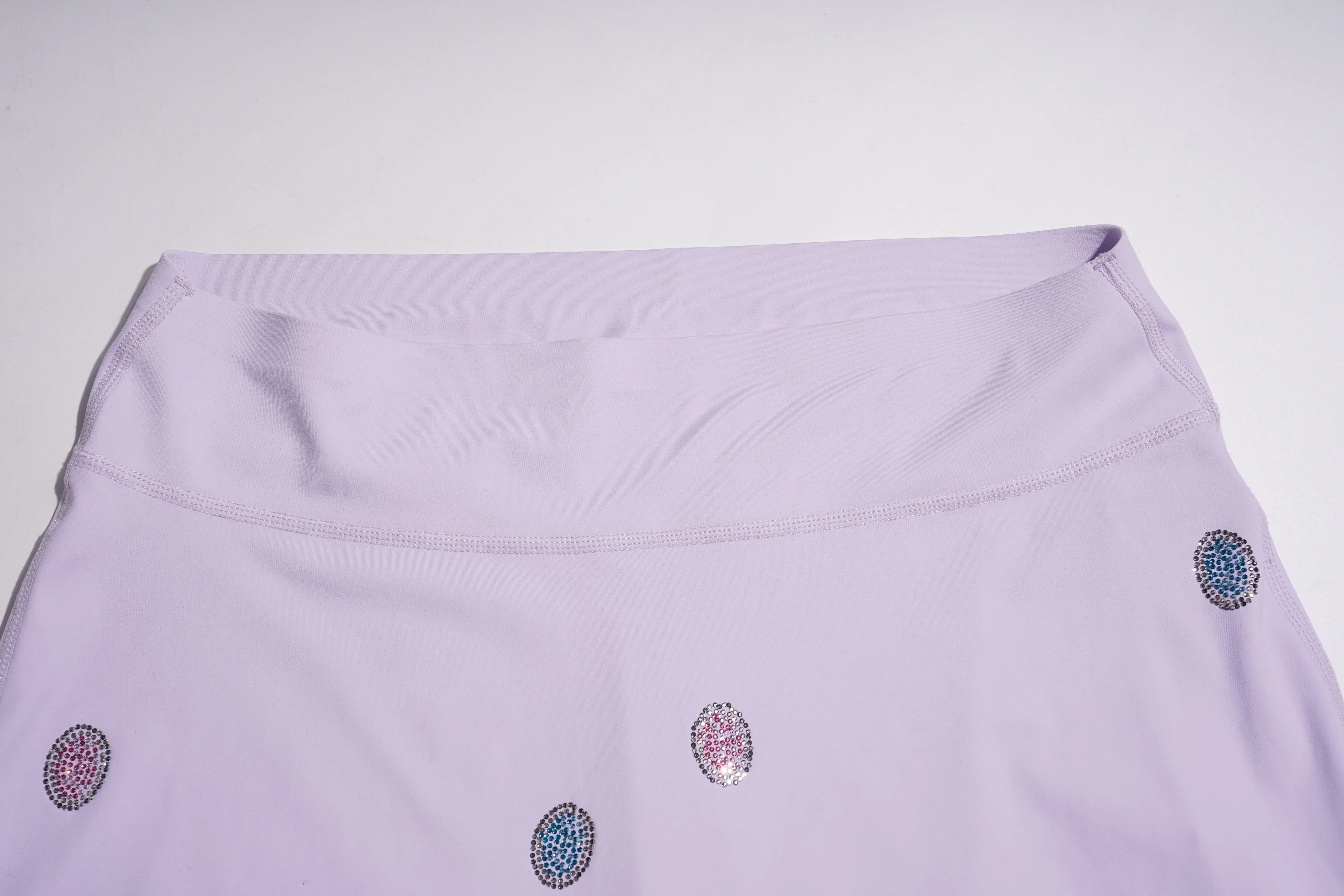 Light purple skirt with decorative buttons on a light gray background, TCH Moonlight Rhinestone Wide-Leg Pants