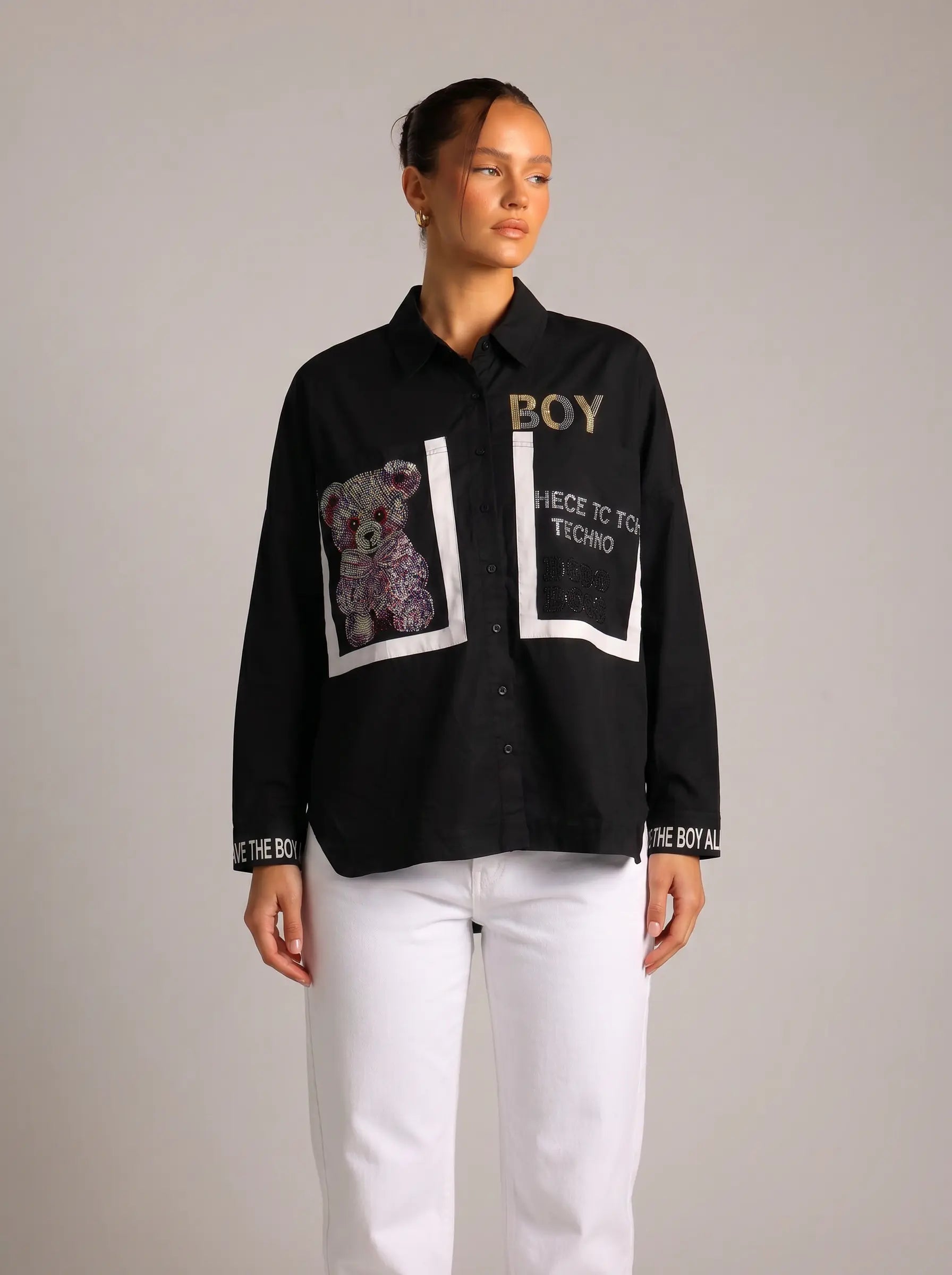 TCH Oversized Graphic Patchwork Shirt Jacket Luxury Streetwear Brand Official Showcase
