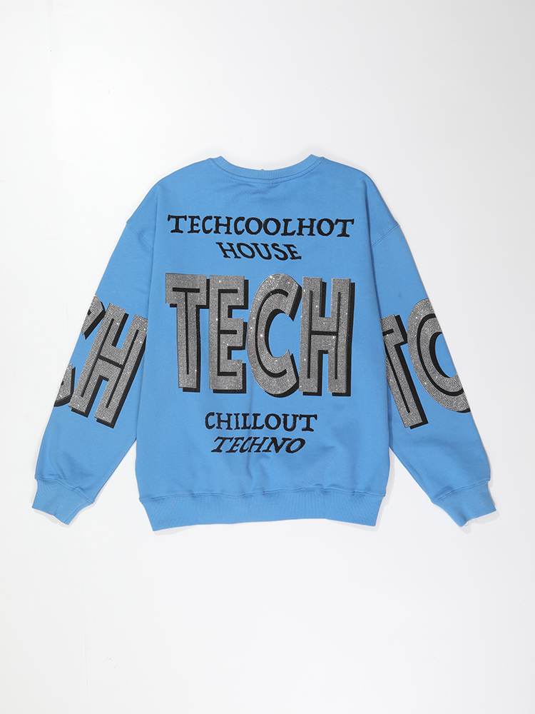 tch panda rhinestone long sleeve letter sweatshirt blue HighEnd Luxury Streetwear Brand Official Showcase