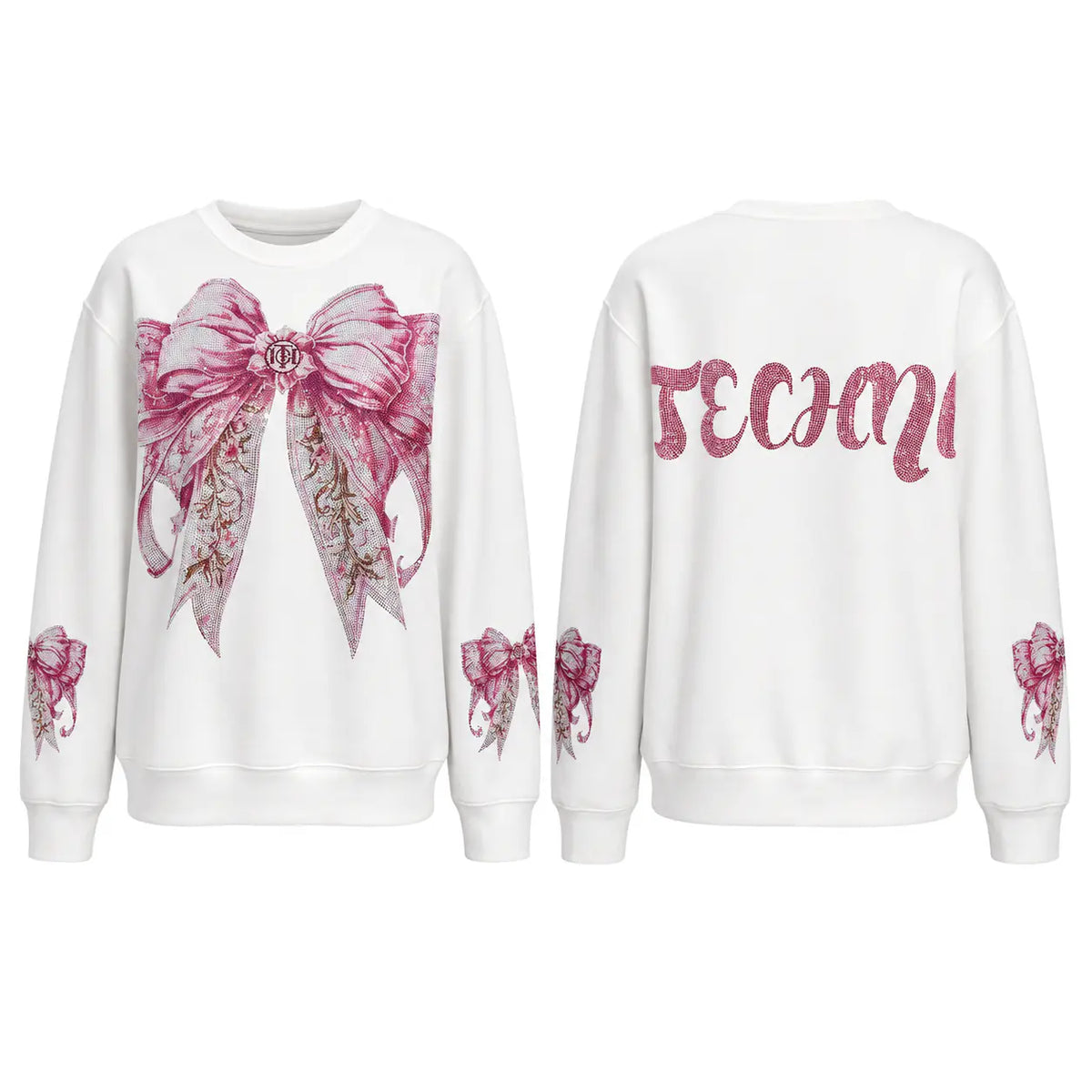 TCH Pink Bow Graphic Crewneck Sweatshirt Luxury Streetwear Brand Official Showcase