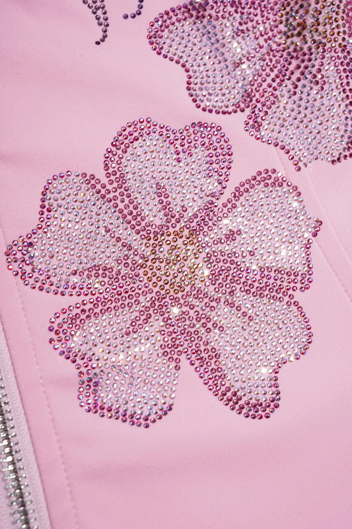 TCH Pink Rhinestone Angel Wings Floral Zip-Up Jacket Luxury Streetwear Brand Official Showcase