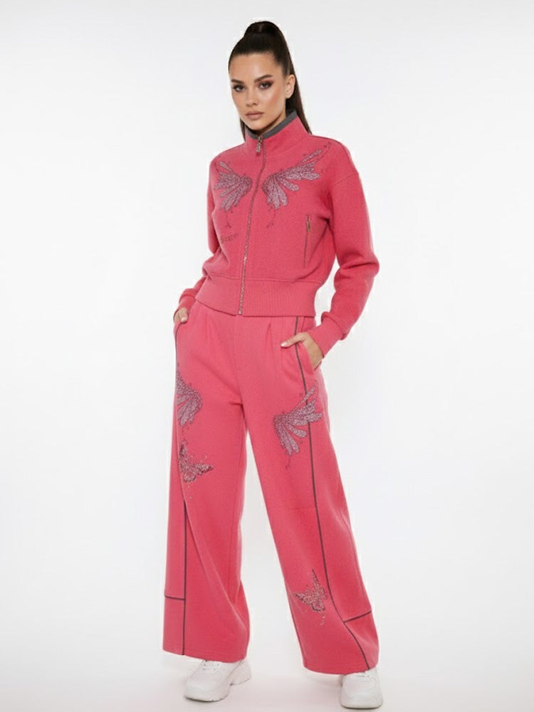 tch pink wings rhinestone 2 piece tracksuit set pink HighEnd Luxury Streetwear Brand Official Showcase