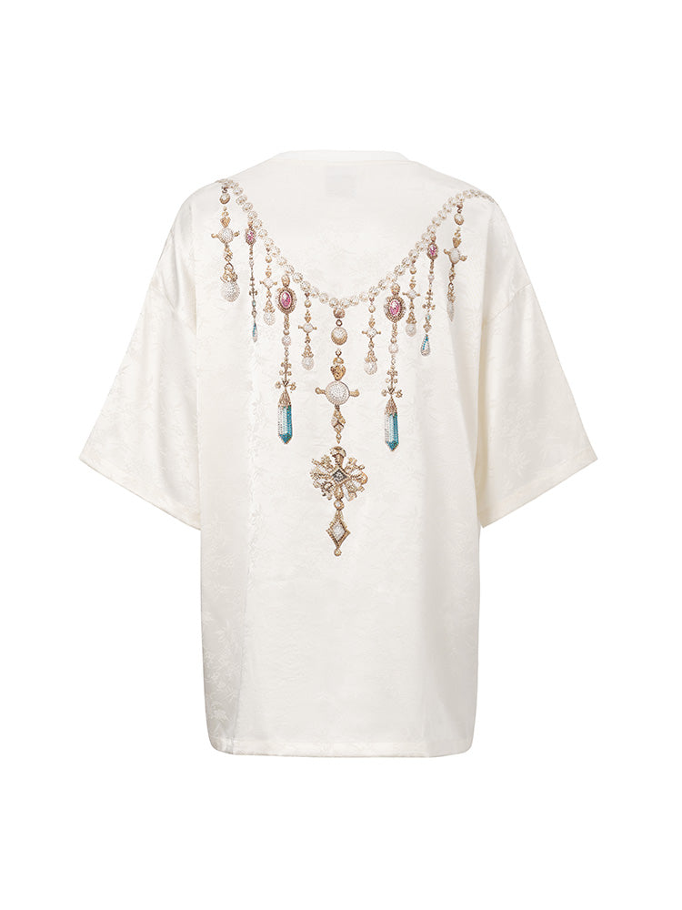 TCH Pre-sale Sparkling Rhinestone Wings Luxury Slik T-Shirt beige HighEnd Luxury Streetwear Brand Official Showcase