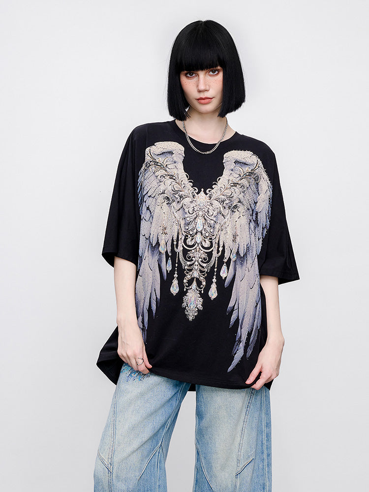 TCH Pre-sale Sparkling Rhinestone Wings Luxury T-Shirt black HighEnd Luxury Streetwear Brand Official Showcase